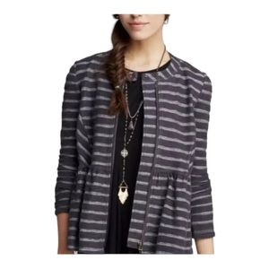 Free People Gray Striped Peplum Jacket Size S